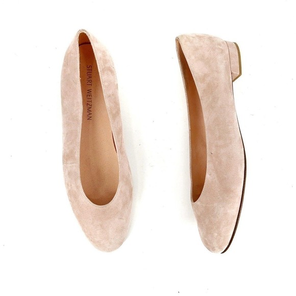 Stuart Weitzman Pink Ballet Flat Leather Suede Women’s Size 10 Slip On Blush - Picture 1 of 7